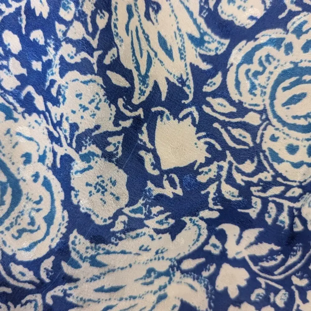 Hemant and Nandita Suho V-Neck Mini Dress Size Small Blue Paisley Preowned - Picture 10 of 12